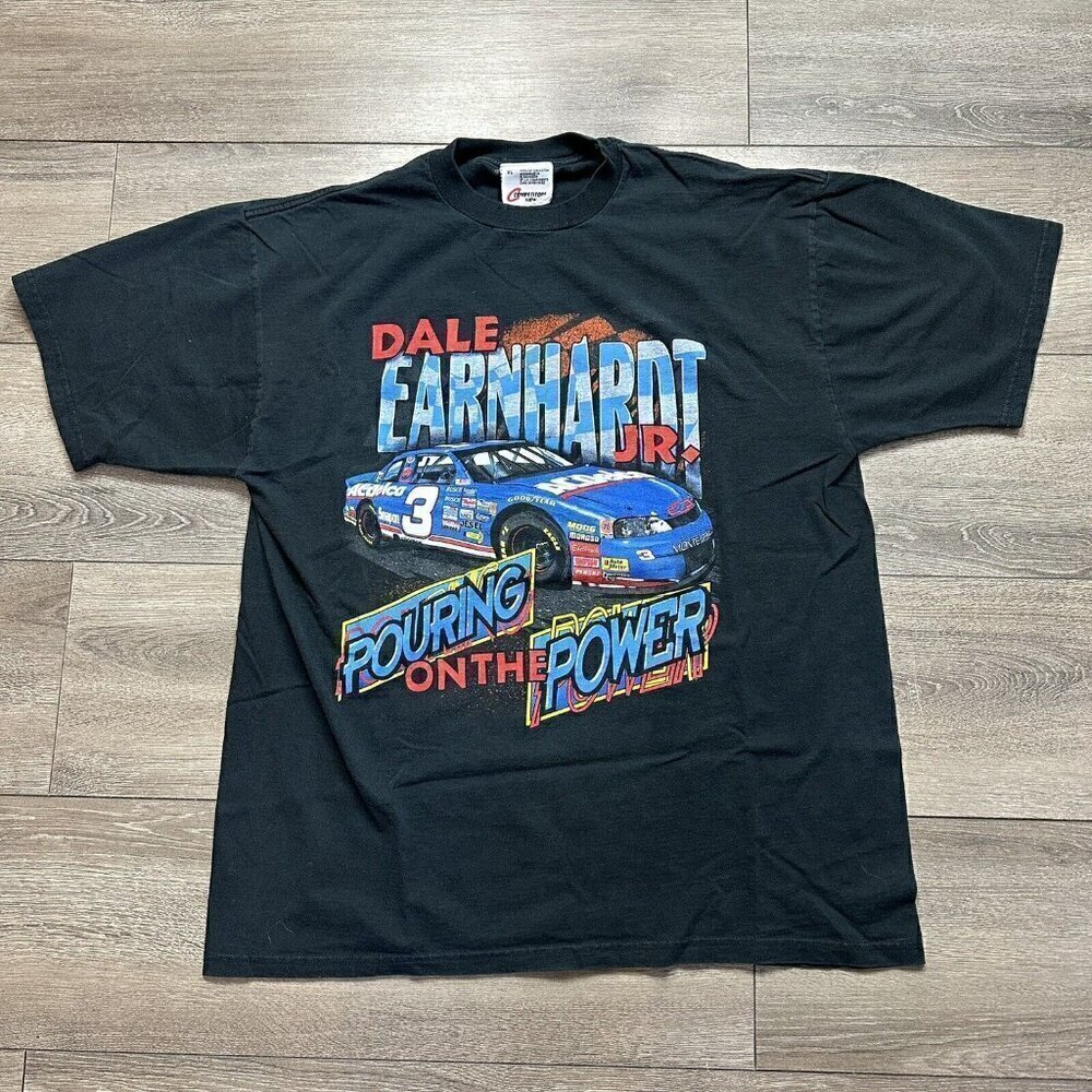 Vtg Dale Earnhardt Jr TShirt Pouring On The Power Double Sided 1998 Size XL